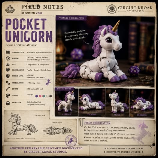 Pocket Unicorn 3D print post from Circuit Kroak Studios