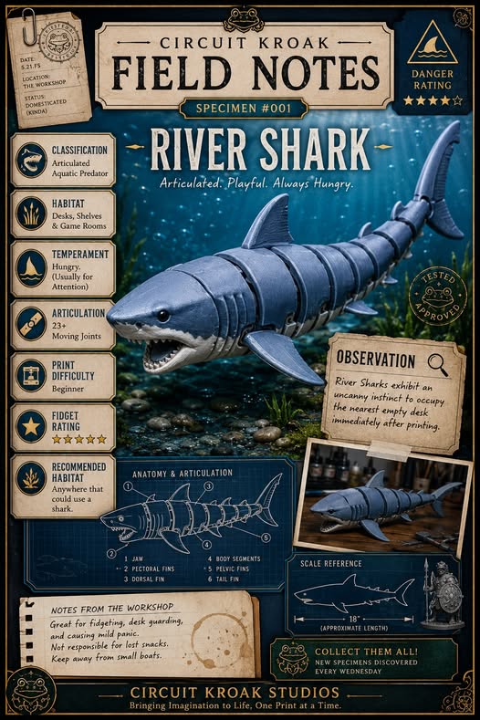 River Shark 3D print post from Circuit Kroak Studios